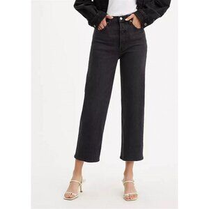 Levi's Ribcage Straight Ankle Denim In Black Sprout Size 23